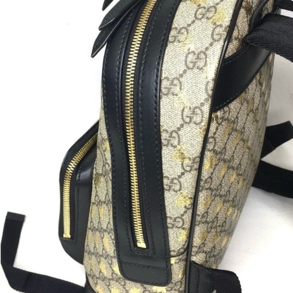 Gucci Beige and Brown Bee Pattern Backpack - Picture 8 of 14
